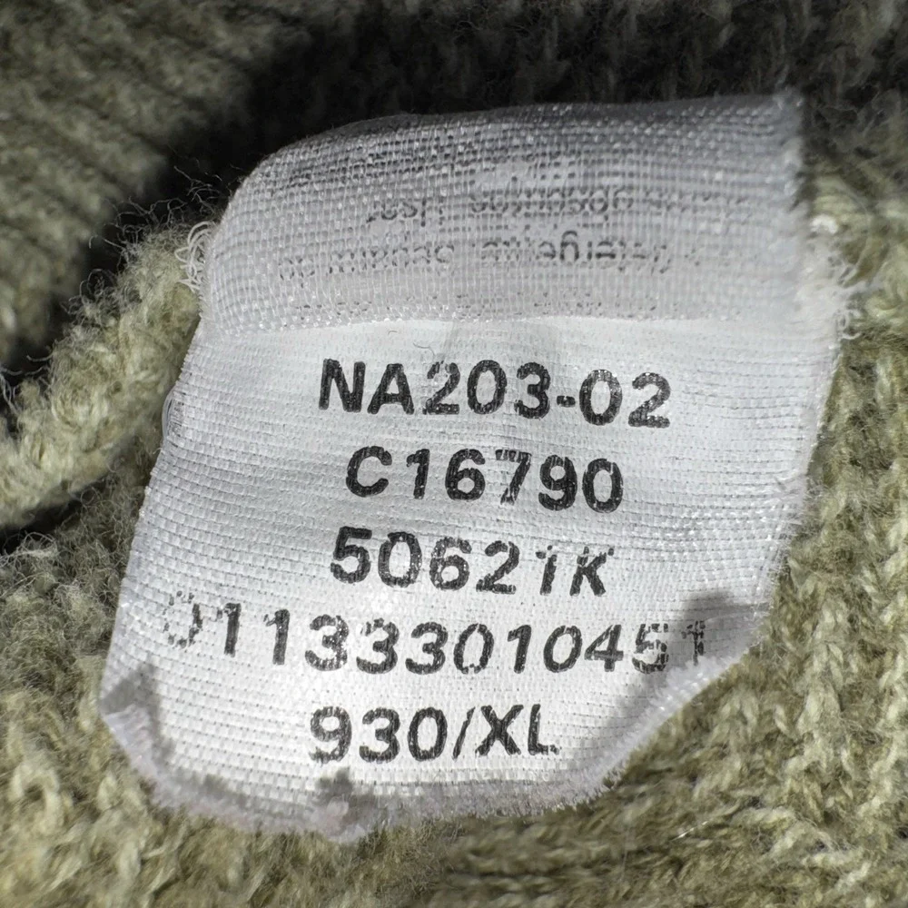 Chaps Mens XL Olive Green Herringbone Knit Cotton Crewneck Sweater Logo